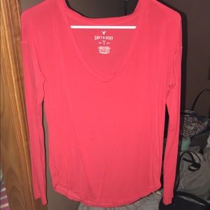American Eagle Soft & Sexy v neck long sleeve top